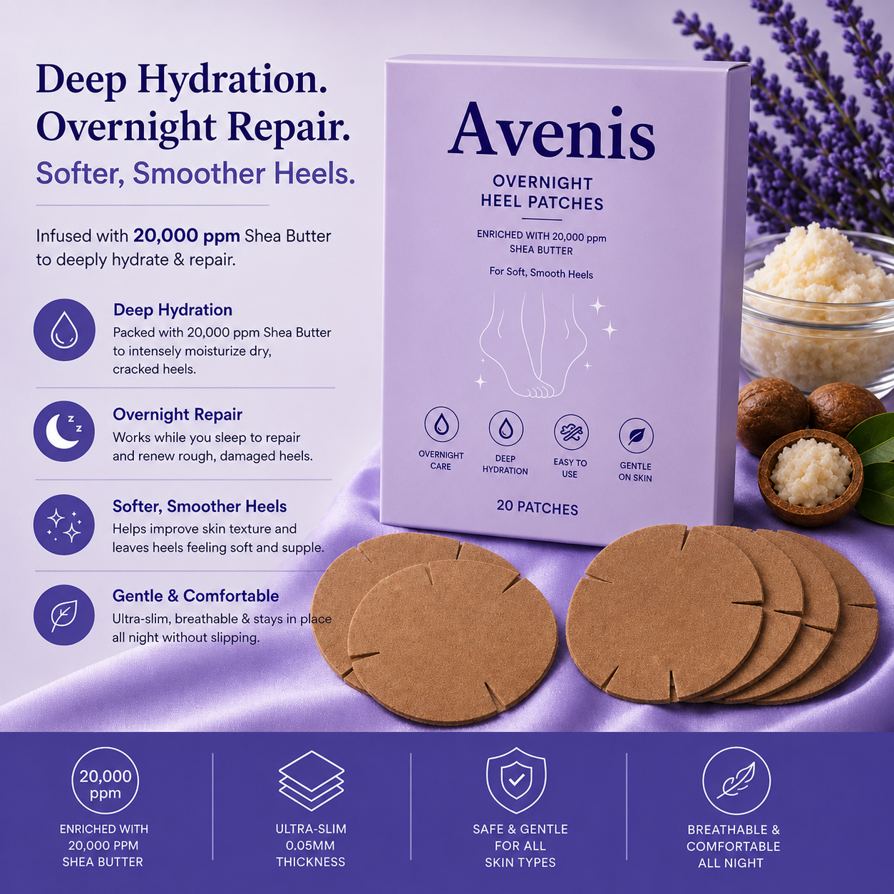 Avenis Shea Butter Heel Patches